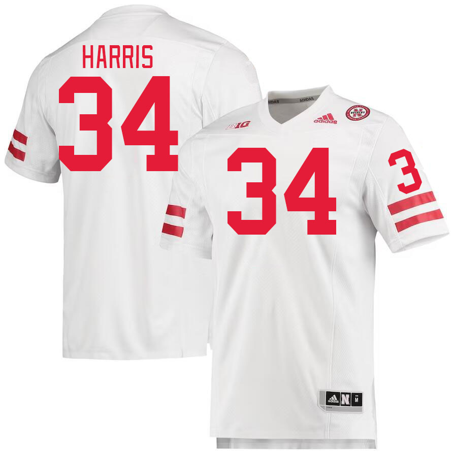 Men #34 Isaiah Harris Nebraska Cornhuskers College Football Jerseys Stitched Sale-White